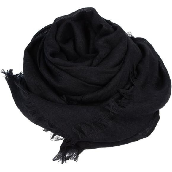 Women Scarfs Large Long Lightweight Black - Picture 4 of 6